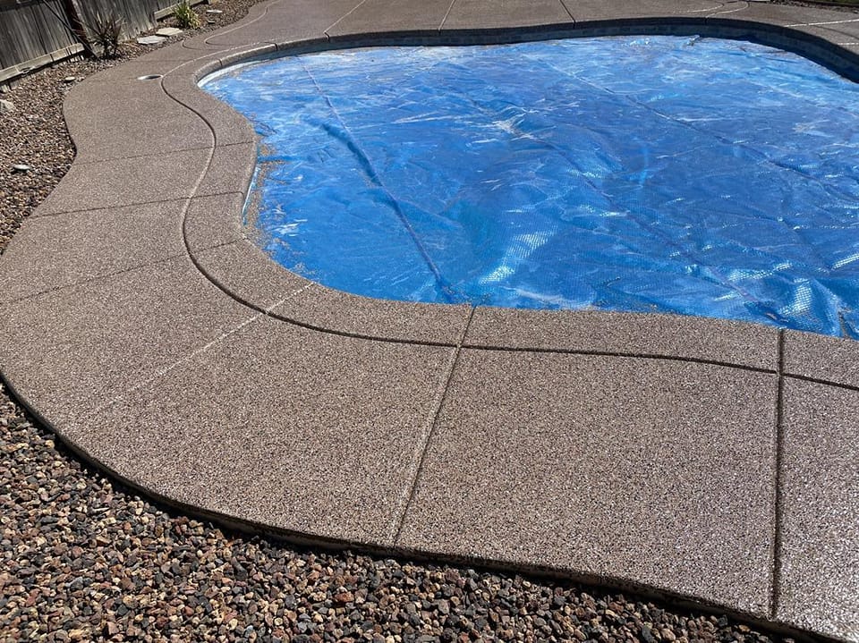 Pool surround concrete coating finish